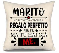 Aosumin Marito Ho Provato A Cercare il regalo perfetto per te ma tu hai già me Copricuscini per marito da moglie Regalo divertente Compleanno San Valentino Regalo di Natale(marito-a)