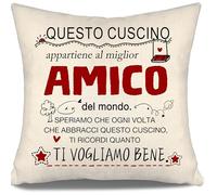 Aosumin Miglior Amico del mondo Speriamo che ogni volta che abbracci questo cuscino ti ricordi quanto ti vogliamo bene Copricuscini Amici Regalo di compleanno Regalo di Natale (amico-b)