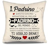 Aosumin Miglior Padrino del mondo Spero che ogni volta che abbracci questo cuscino ti ricordi quanto ti voglio bene Copricuscino per padrino Compleanno Festa del Papà Regalo di Natale (Padrino)