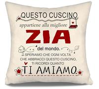 Aosumin Migliore Zia del mondo Speriamo che ogni volta che abbracci questo cuscino ti ricordi quanto ti amiamo Copricuscino per zia Compleanno Regalo di Natale Regalo per la festa della mamma (zia-b)