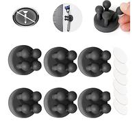 AOT 6 ganci adesivi da parete in silicone, ganci autoadesivi per cavi, portachiavi, portapenne, supporto per rasoio per doccia, bagno, cucina, segreteria (nero)