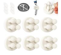 AOT 6 ganci adesivi da parete in silicone, gancio autoadesivo, supporto per cavi elastico, gancio per chiavi, portapenne, supporto per rasoio per doccia, bagno, cucina, segreteria (bianco)