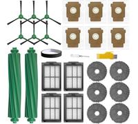 aotengou Ricambi per robot aspirapolvere iRobot Roomba Plus 505 Combo e 405 Combo 25 confezioni 2 spazzolE principali, 4 filtri, 6 spazzole laterali, 6 panni, 6 sacchetti, 1 striscia paraurti