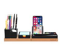 Aothia Organizer da scrivania con portamatite regolabile, supporto per telefono, vassoio per foglietti adesivi, portaoggetti per accessori da scrivania, organizzazione desktop per casa/ufficio(Nero)