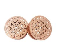 Aotiwe 1 paio di dilatatori per orecchie, rotondi, con fiore cavo, in acciaio inox, piercing per il corpo, 00G, Acciaio inossidabile, Non pietra preziosa