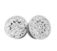 Aotiwe 1 paio di dilatatori per orecchie, rotondi, con fiore cavo, in acciaio inox, piercing per il corpo, 5/8 inch, Acciaio inossidabile, Non pietra preziosa