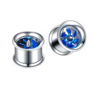 Aotiwe 1 paio di tappi da uomo in acciaio inox, calibro unico per orecchie con mulino a vento piercing gioielli, 3/4 inch, Acciaio inossidabile, Non pietra preziosa