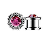 Aotiwe 2 calibri per orecchie carini, orecchini in argento con zirconi rosa in acciaio inox, 2G, Acciaio inossidabile, Zirconie sintetico
