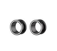 Aotiwe 2 calibri per orecchie da uomo, neri, per puleggia e tunnel di sabbia, in acciaio inox, 5/8 inch, Acciaio inossidabile, Non pietra preziosa
