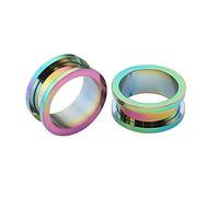 Aotiwe 2 calibri per orecchie tunnel, orecchini a cerchio multicolore in acciaio inox, 1 1/8 inch, Acciaio inossidabile, Non pietra preziosa