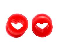 Aotiwe 2 orecchini a tunnel in silicone, a forma di cuore, colore: rosso, 20mm, Silicone, Senza Gemstone