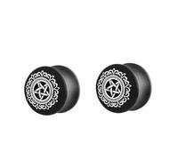 Aotiwe 2 pezzi Calibri per Orecchie Lotto, Tunnel in Legno Nero con Stella Fiore Modello Body Piercing Gioielli, 9/16 inch, Legno, Non pietra preziosa