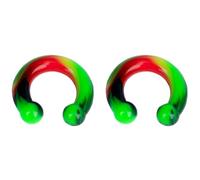 Aotiwe 2 pezzi dilatatori orecchie plug kit piercing orecchio uomo multicolore forma a U silicone, 6mm, Silicone, Senza Gemme