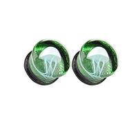Aotiwe 2 Pezzi Divaricatore In Vetro, Kit Piercing Orecchio Cartilagine Verde Medusa Marine Expander per Piercing, 16mm, Vetro, Senza Gemme
