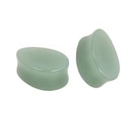 Aotiwe 2 Pezzi Falso Ecarter Orecchio Uomo Kit Divaricatore Stretch Verde Chiaro Forma Goccia D'Acqua Giada, 14mmx19mm, giada, Senza Gemme