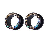 Aotiwe 2 pezzi piccolo dilatatore orecchie, kit piercing nero tunnel di tendenza con conchiglia acrilica, 6mm, Acrilico, Senza Gemme