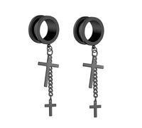 Aotiwe 2 pezzi Set di misurazione, Set di calibro rotondo con catena e ciondolo a croce in acciaio inox Body Piercing gioielli, 2G, Acciaio inossidabile, Non pietra preziosa