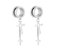 Aotiwe 2 pezzi Set di misurazione, Set di calibro rotondo con catena e ciondolo a croce in acciaio inox Body Piercing gioielli, 3/4 inch, Acciaio inossidabile, Non pietra preziosa