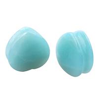 Aotiwe 2 pezzi Tunnel Piercing da uomo, Tunnel Orecchio Set Blu Cuore Pesca Pietra Espanditori per Piercing, 8mm, Pietra, Senza Gemme