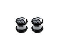 Aotiwe 2 piercing per orecchio, lobo, orecchini a tunnel da uomo, nero, bianco, cilindro pieno con corda in acrilico, 2.5mm, Acrilico, Senza Gemstone