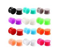 Aotiwe 24 orecchini da uomo, kit piercing all'orecchio da uomo, multicolore, forma rotonda in silicone, 2G, Silicone, Non pietra preziosa