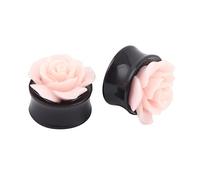 Aotiwe 2Pcs Calibri E Tappi Per Orecchie, Calibro Orecchini Tappi Rosa Con Rose Acrilico, 1/2 inch, Acrilico, Non pietra preziosa