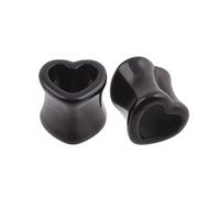 Aotiwe 2Pcs Gauge orecchini cerchi, Mens Gauges per orecchie nero a forma di cuore acrilico, 4G, Acrilico, Non pietra preziosa