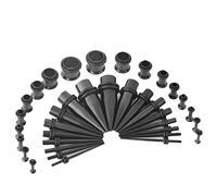 Aotiwe 36 calibri per orecchie eleganti, in acciaio inox, set di tappi a cono e segmento UV, 14G/12G/8G/6G/4G/2G/0G/00G, Acciaio inossidabile, Non pietra preziosa