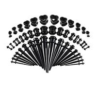 Aotiwe 48 Pezzi Kit Piercing Orecchio, Tunnel Spalmatore Orecchio Cono e Segmento Uv Corto e Tunnel A Forma Di Cuore Acrilico, 1.6/2/2.5/3/4/5/6/8/10/12mm, Acrilico, Senza Gemme