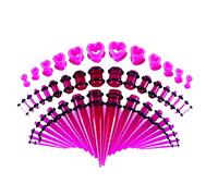 Aotiwe 48 Pezzi Kit Piercing Orecchio, Tunnel Spalmatore Orecchio Cono e Segmento Uv Corto e Tunnel A Forma Di Cuore Acrilico, 1.6/2/2.5/3/4/5/6/8/10/12mm, Acrilico, Senza Gemme