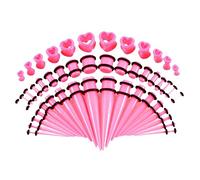 Aotiwe 48 Pezzi Kit Piercing Orecchio, Tunnel Spalmatore Orecchio Cono e Segmento Uv Corto e Tunnel A Forma Di Cuore Acrilico, 1.6/2/2.5/3/4/5/6/8/10/12mm, Acrilico, Senza Gemme
