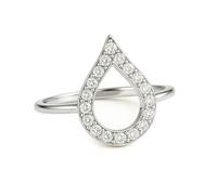 Aotiwe Anelli a metà dito, anelli a goccia d'acqua con diamante in oro bianco, regali per donne, L 1/2, Platino 950, Diamante