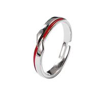 Aotiwe Anelli aperti regolabili eleganti, piccoli anelli di nozze linea rossa argento rosso argento sterling, Ajustable, Argento sterling, Nessuna pietra preziosa
