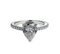 Aotiwe Anelli Best Friends, Anelli da donna a fascia con goccia d'acqua con moissanite oro bianco set di gioielli da donna, L 1/2, Oro bianco 14 carati, Moissanite