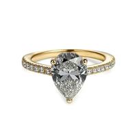 Aotiwe Anelli Best Friends, Anelli da donna a fascia con goccia d'acqua con moissanite oro bianco set di gioielli da donna, L 1/2, Oro giallo 18 carati, Moissanite