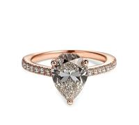 Aotiwe Anelli Best Friends, Anelli da donna a fascia con goccia d'acqua con moissanite oro bianco set di gioielli da donna, L 1/2, Oro rosa 14 carati, Moissanite