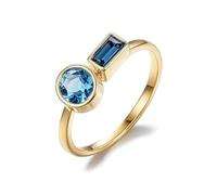 Aotiwe Anelli da donna alla moda, set di anelli da donna con topazio rettangolare in oro bianco, regalo unico, L 1/2, Oro giallo 14 carati, Topazio