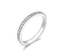 Aotiwe Anelli da donna, anelli alla moda Half Eternity con diamante oro bianco gioielli delicati, U 1/2, Platino 950, Diamante