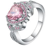 Aotiwe Anelli da donna, anelli migliori amiche con zirconi cubici a forma di calore, argento