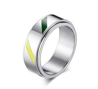 Aotiwe Anelli da donna, anelli per dito medio, da donna, con bandiera arcobaleno, design classico, anello per nascita, Acciaio inossidabile, Non pietra preziosa