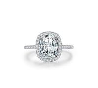 Aotiwe Anelli da donna con dito medio, anelli da donna in argento fresco, alone rettangolare con zirconi bianchi, in argento 925, misura 17 (18,1)