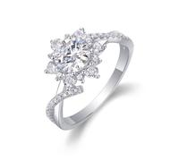 Aotiwe Anelli da donna in argento per fidanzamento, anello Eternity da donna con moissanite girasole in oro bianco/platino da 1 ct, R 1/2, Platino, Moissanite