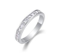 Aotiwe Anelli di fidanzamento da donna, anelli intermedi da donna, anello Eternity con moissanite quadrata da 2 mm in argento 0,208 ct, oro bianco/platino, S 1/2, Platino, Moissanite