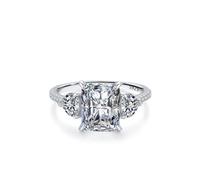 Aotiwe Anelli di fidanzamento in argento, anelli da donna, stile vintage, elegante trio con taglio rettangolare, zirconi bianchi 925, misura 60 (19,1)