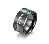 Aotiwe Anelli di promessa da uomo, gioielli da uomo arcobaleno Flaglove in acciaio inox design classico anello per la nascita