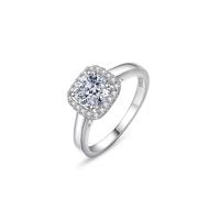 Aotiwe Anelli in argento 925, fedi nuziali, decorazione per matrimonio, alone quadrato con zirconi bianchi, 14 (17,2), argento 925, Zirconia cubica
