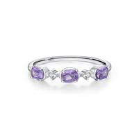 Aotiwe Anelli in argento con brillantini, anello in argento 925, semplice trio con taglio ovale, zirconi viola, 49 (15.6), argento 925, Zirconia cubica