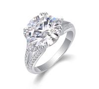 Aotiwe Anelli per amici, carini anelli in argento con moissanite rotonda da 5 ct in oro bianco/platino, U 1/2, Oro bianco 14 carati, Moissanite