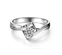 Aotiwe Anelli per la promessa del migliore amico, da donna, anello con zircone a forma di cuore cavo, rotondo, argentato, Argento, Zirconia cubica