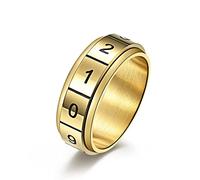 Aotiwe Anelli per migliori amici, anelli d'amore da donna girevoli con numeri arabi dal design classico per la nascita, Acciaio inossidabile, Non pietra preziosa